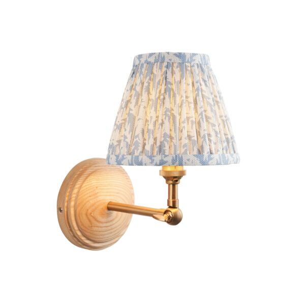 Endon Lighting - Wood Wing & Leaf 16cm - 115842 - Ash Wood Blue Wall Light