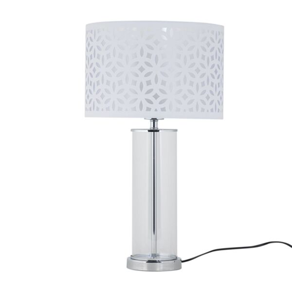 Aura - Chrome Table Lamp with White Cut Out Shade