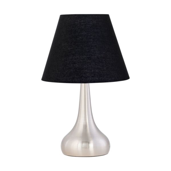 Romana - Brushed Chrome Touch Operated Table Lamp with Black Shade