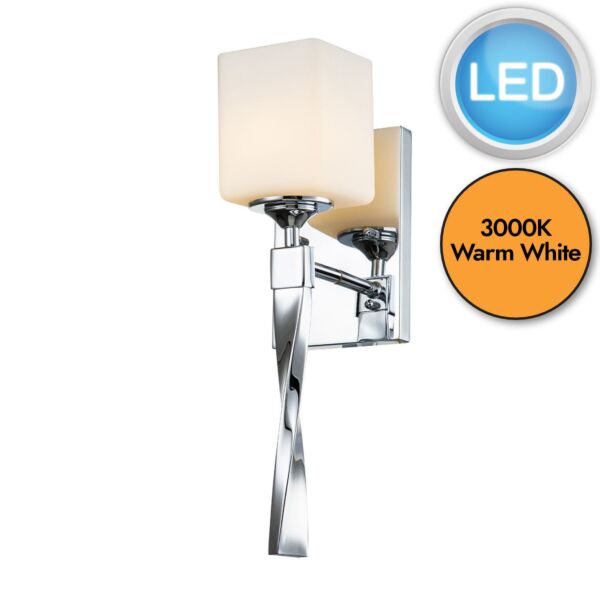 Kichler Lighting - Marette - KL-MARETTE1-PC - LED Chrome Opal Glass IP44 Bathroom Wall Light