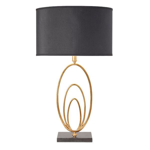 Endon Lighting - Vilana - VILANA-TLGO - Antique Gold Leaf Black Marble Table Lamp With Shade