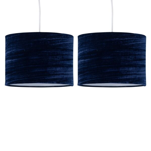 Set of 2 Navy Blue Crushed Velvet 33cm Pendant Lightshades