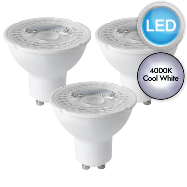 3 x 5W LED GU10 Dimmable Light Bulbs - 4000K Cool White