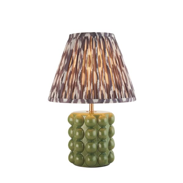 Endon Lighting - Bobble & Ikat 25cm - 116299 - Olive Green Aged Brass Grey Ceramic Table Lamp With Shade