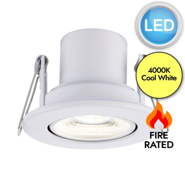 Saxby Lighting - ShieldECO 800 - 78521 - LED White Clear 4000k Tilt Recessed Fire Rated Ceiling Downlight