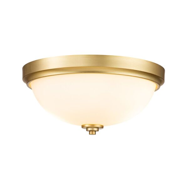 Feiss Lighting - Malibu - FE-MALIBU-F-BATH-BB - Brushed Brass Opal Glass 2 Light IP44 Bathroom Ceiling Flush Light