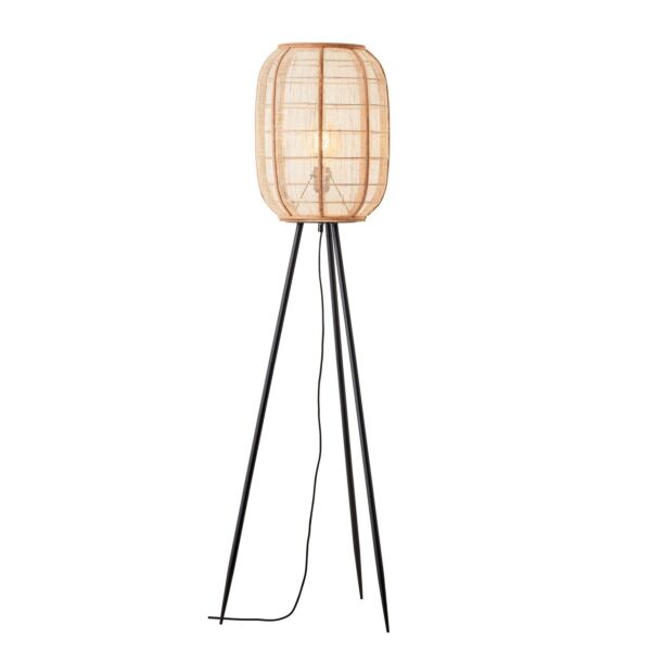 Endon Lighting - Zaire - 101687 - Natural Bamboo Black Tripod Floor Lamp