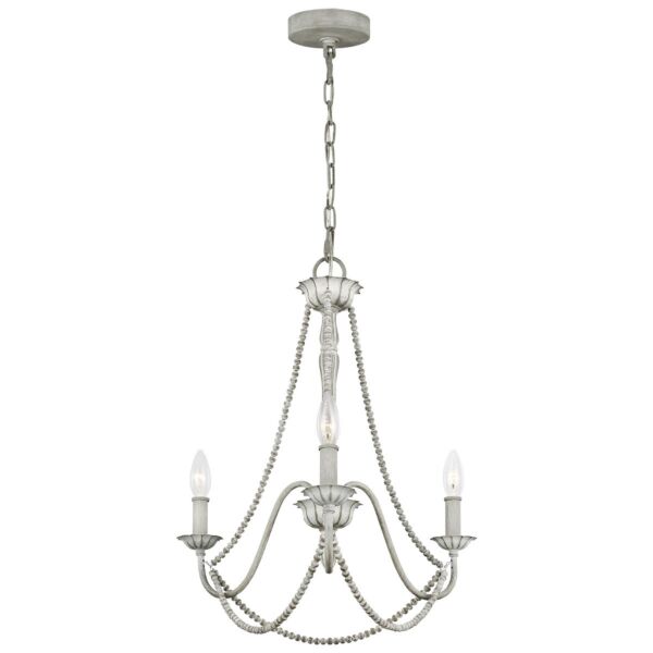 Feiss Lighting - Maryville - FE-MARYVILLE3 - Washed Grey Wood 3 Light Chandelier