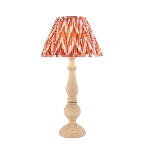 Endon Lighting - Hidcote & Zigzag 30cm - 114754 - Natural Wood Aged Brass Orange Table Lamp With Shade