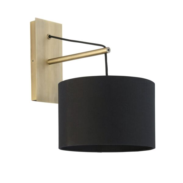 Presence - Satin Brass Wall Light with Black Shade