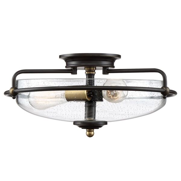 Quoizel Lighting - Griffin - QZ-GRIFFIN-F-C-PNAB - Palladian Bronze Clear Seeded Glass 3 Light Flush Ceiling Light