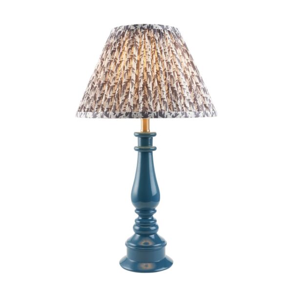 Endon Lighting - Myrtle & Leaf 30cm - 114929 - Blue Warm Brass Grey Table Lamp With Shade