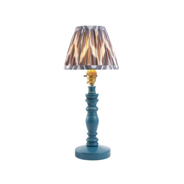 Endon Lighting - Bibury & Zigzag 16cm - 115887 - Blue Aged Brass Grey Table Lamp With Shade