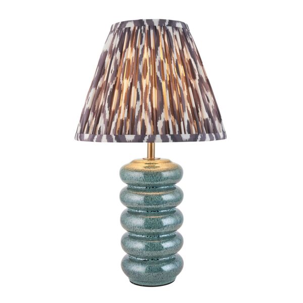 Endon Lighting - Squash & Ikat 25cm - 116490 - Ocean Spray Aged Brass Grey Ceramic Table Lamp With Shade