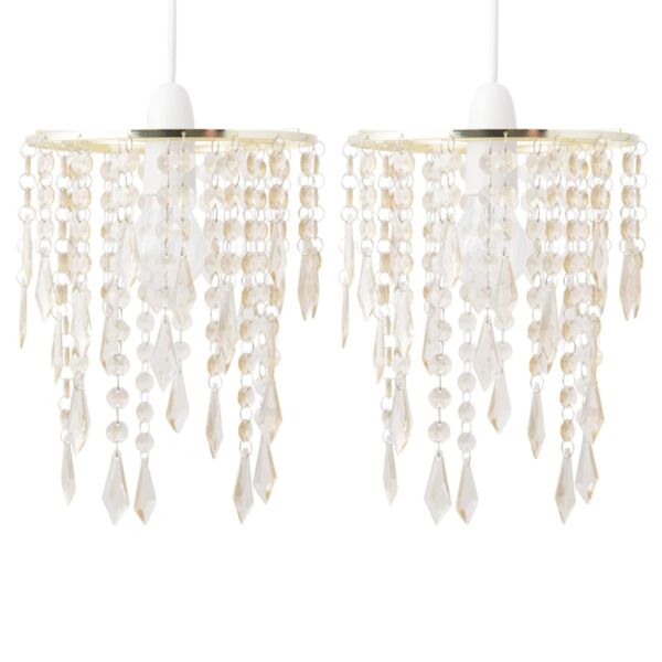 Set of 2 Gold & Amber Jewels Light Shades