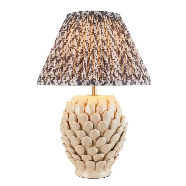 Endon Lighting - Layered Leaf & Leaf 30cm - 116407 - Cream Crackle Aged Brass Grey Ceramic Table Lamp With Shade