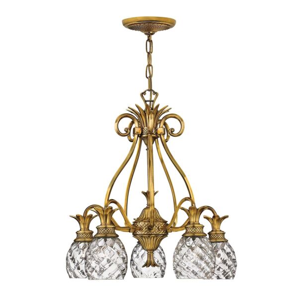 Hinkley Lighting - Plantation - HK-PLANTATION5-BB - Brass Clear Glass 5 Light Ceiling Pendant Light