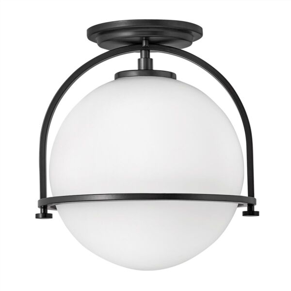 Quintiesse - Somerset - QN-SOMERSET-F-O-BK - Black Opal Glass Flush Ceiling Light