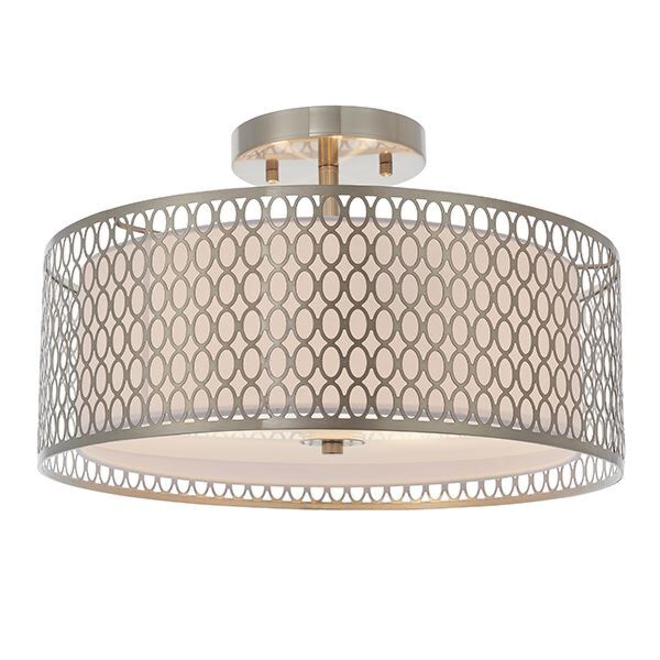 Endon Lighting - Cordero - 81966 - Satin Nickel White 3 Light Flush Ceiling Light