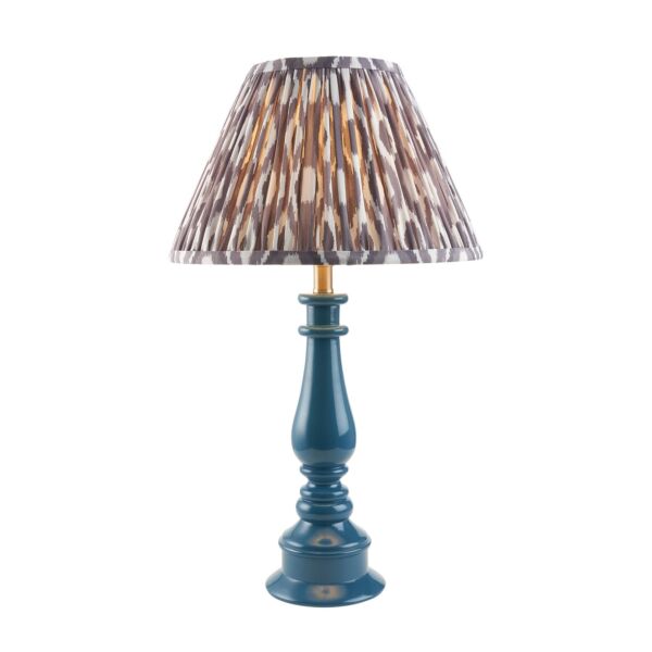 Endon Lighting - Myrtle & Ikat 30cm - 114941 - Blue Warm Brass Grey Table Lamp With Shade