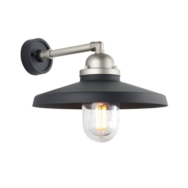 Hampshire - Black Silver Clear Glass IP44 Outdoor Wall Light