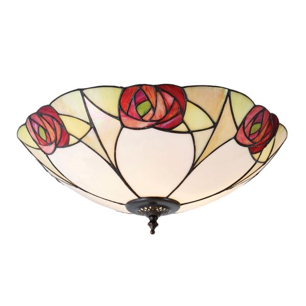 Interiors 1900 - Ingram - 64182 - Dark Bronze Tiffany Glass 2 Light Flush Ceiling Light