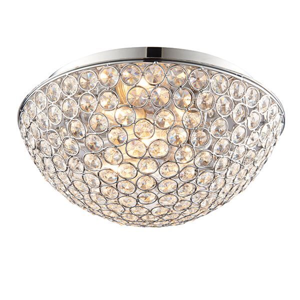 Endon Lighting - Chryla - 60103 - Chrome Clear Crystal Glass 3 Light IP44 Bathroom Ceiling Flush Light