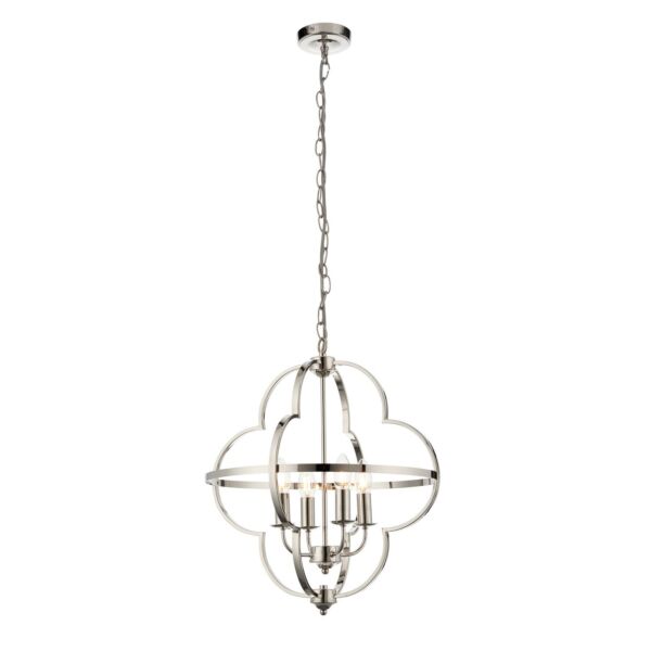 Minford - Large Polished Nickel 4 Light Ceiling Chain Pendant Light