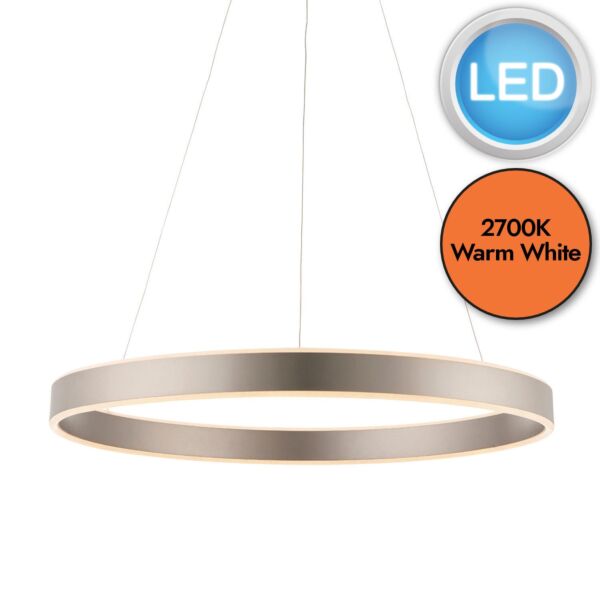 Endon Lighting - Gen - 80572 - LED Nickel Frosted Ceiling Pendant Light