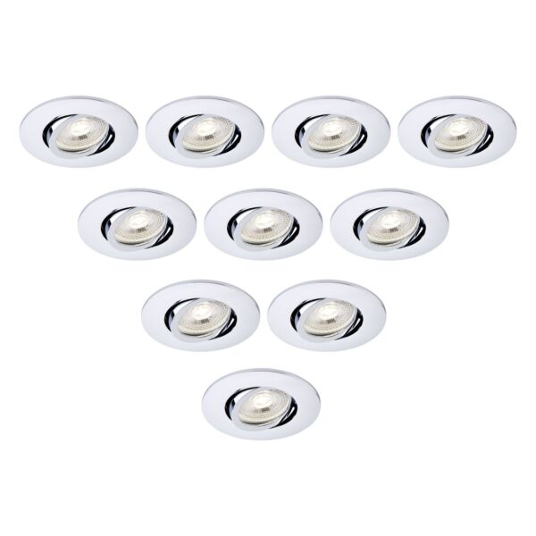 Saxby Lighting - Set of 10 Saxby ShieldONE 75 - 111580 & 113320 - Chrome Tilt Recessed Fire Rated Ceiling Downlights