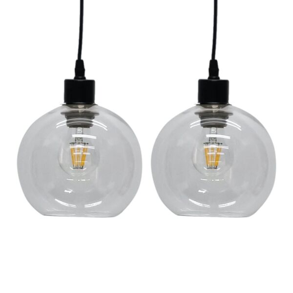 Set of 2 Barnum - Clear Glass Globe Easy Fit Pendant Shades