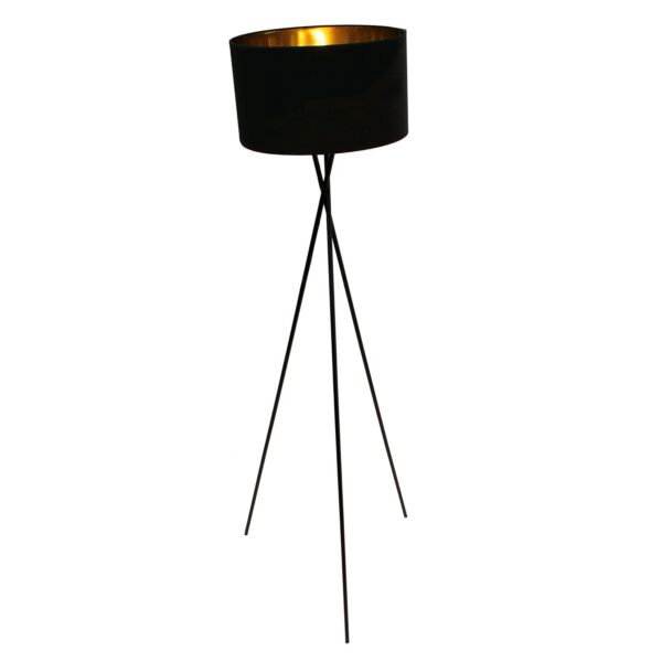 Hayley - Black Tripod Floor Lamp with Black Shade