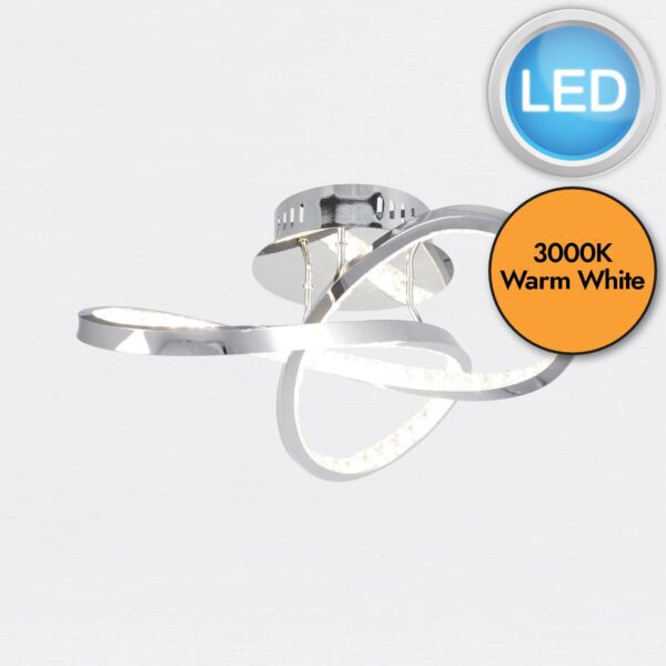 Jewelled Chrome LED Loop Ceiling Light