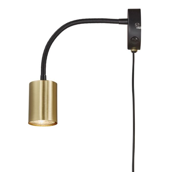 Nordlux - Explore Flex - 2113261035 - Brushed Brass Black Plug In Reading Wall Light