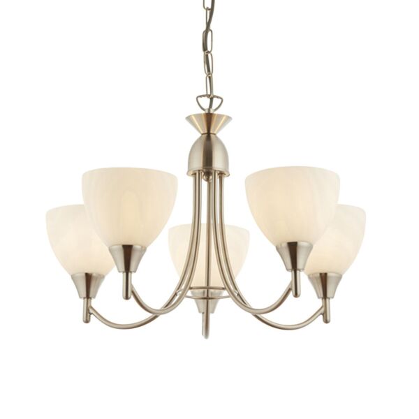 Endon Lighting - Alton - 1805-5SC - Chrome Opal Glass 5 Light Ceiling Pendant Light