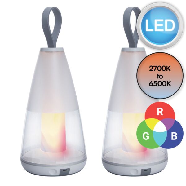 Set of 2 Pepper - LED White Clear IP54 Table Lamps