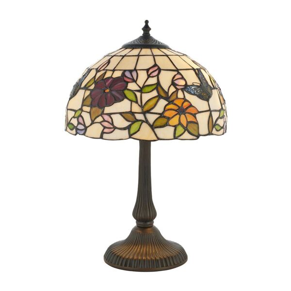 Interiors 1900 - Butterfly - 63998 - Dark Bronze Tiffany Art Glass 2 Light Table Lamp