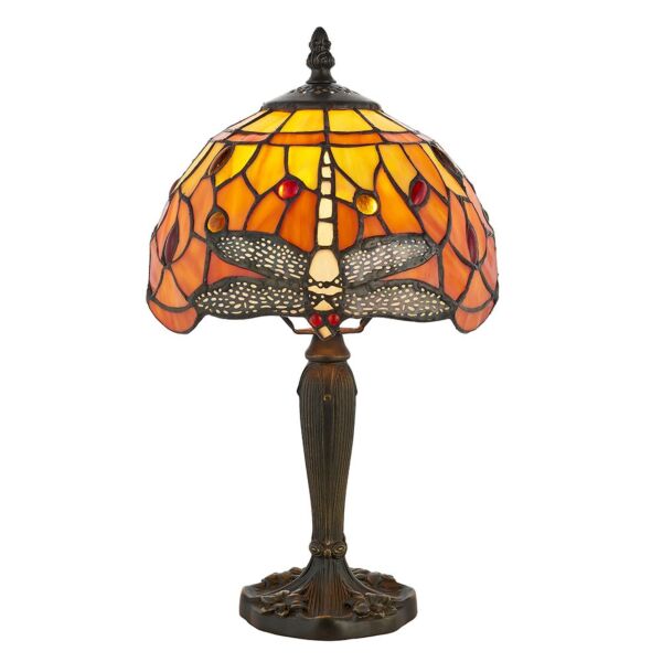 Interiors 1900 - Dragonfly - 64091 - Dark Bronze Tiffany Glass Table Lamp