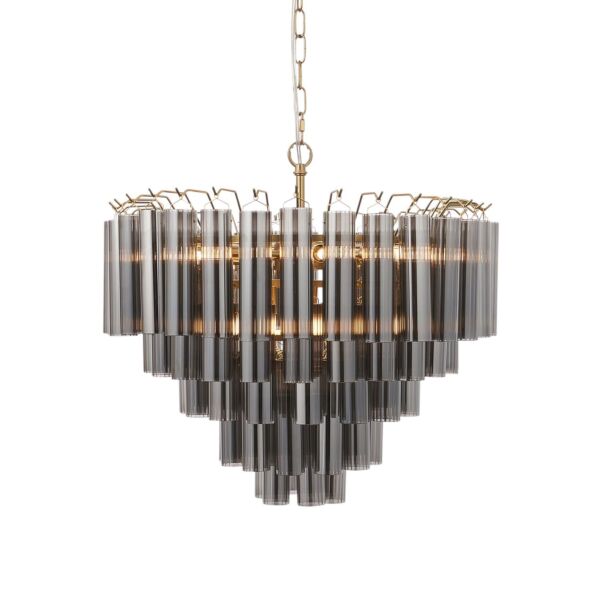 Endon Lighting - Toulouse - 114197 - Satin Brass Ombre Glass 12 Light Chandelier