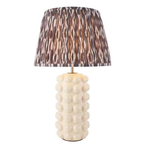 Endon Lighting - Bobble & Ikat 35cm - 116391 - White Crackle Aged Brass Grey Ceramic Table Lamp With Shade