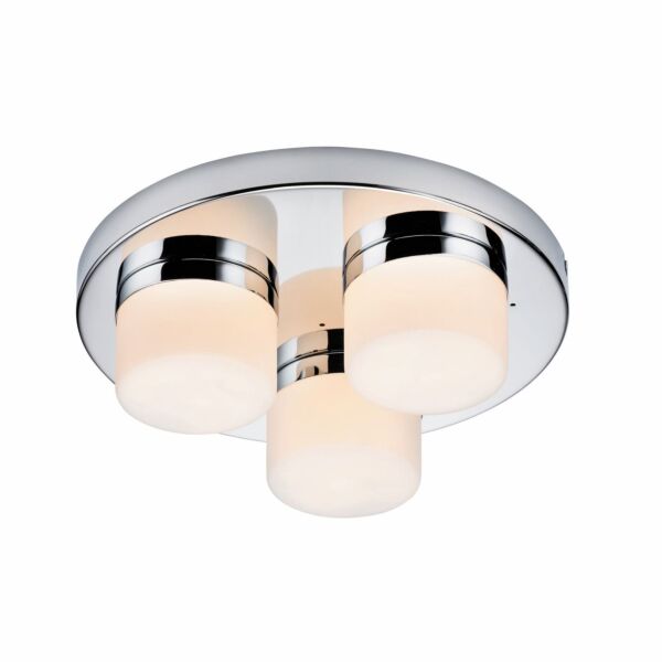 Saxby Lighting - Pure - 34200 - Chrome Opal Glass 3 Light IP44 Bathroom Ceiling Flush Light