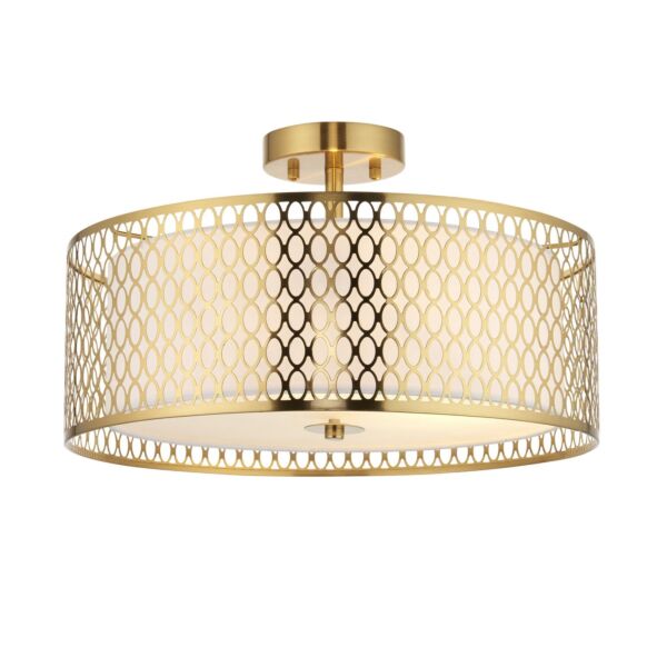 Endon Lighting - Cordero - 101568 - Gold Frosted Glass White 3 Light Flush Ceiling Light