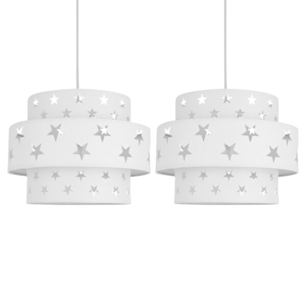 Pair of White Star Two Tier Light Shades