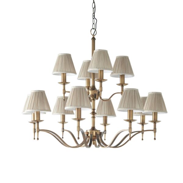 Interiors 1900 - Stanford - 63626 - Antique Brass Beige 12 Light Chandelier