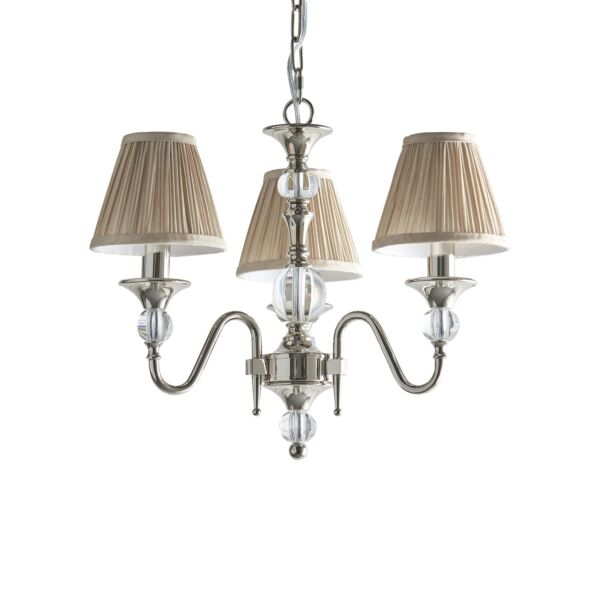 Interiors 1900 - Polina - 63579 - Nickel Beige 3 Light Chandelier