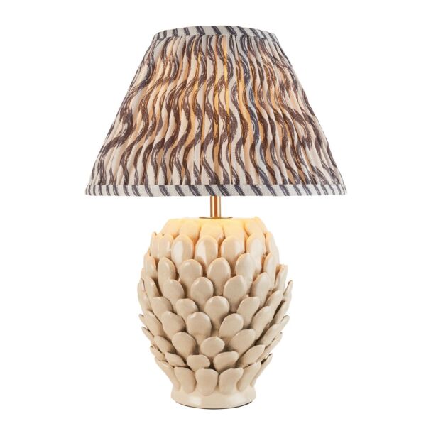 Endon Lighting - Layered Leaf & Ripple 30cm - 116414 - Cream Crackle Aged Brass Grey Ceramic Table Lamp With Shade