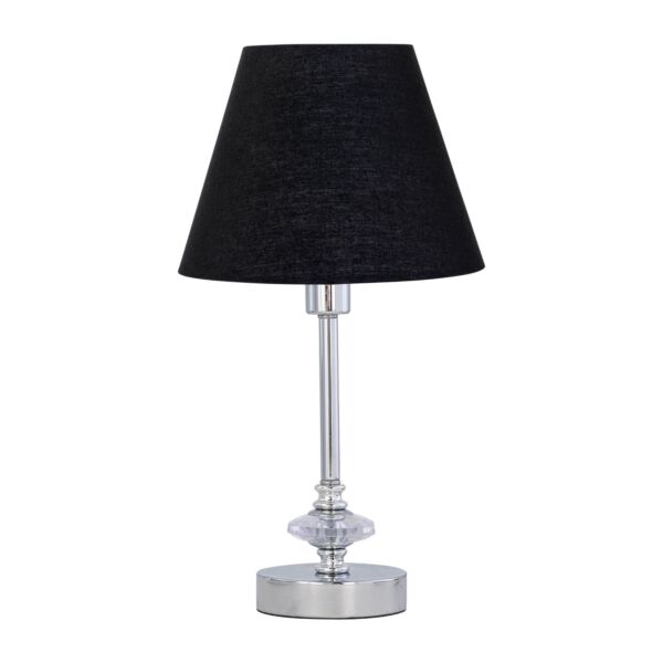 Chrome Jewelled Table Lamp with Black Shade