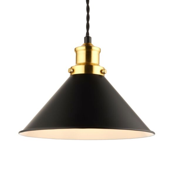 Downton - Black with Brushed Gold Pendant