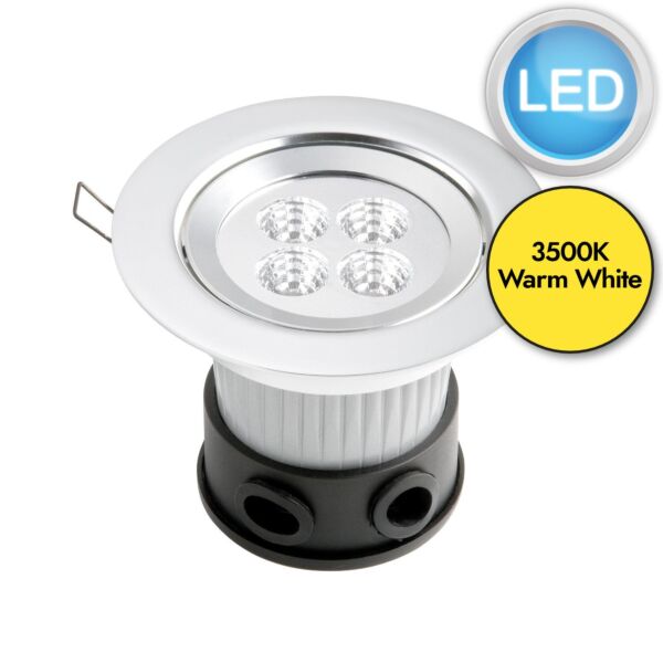 Konstsmide - Recessed - 7097-000 - LED Silver 4 Light IP44 Outdoor Recessed Downlight