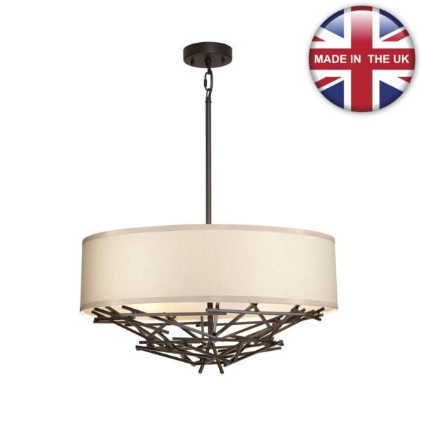 Elstead Lighting - Taiko - TAIKO-4P - Olde Bronze Oatmeal 4 Light Ceiling Pendant Light